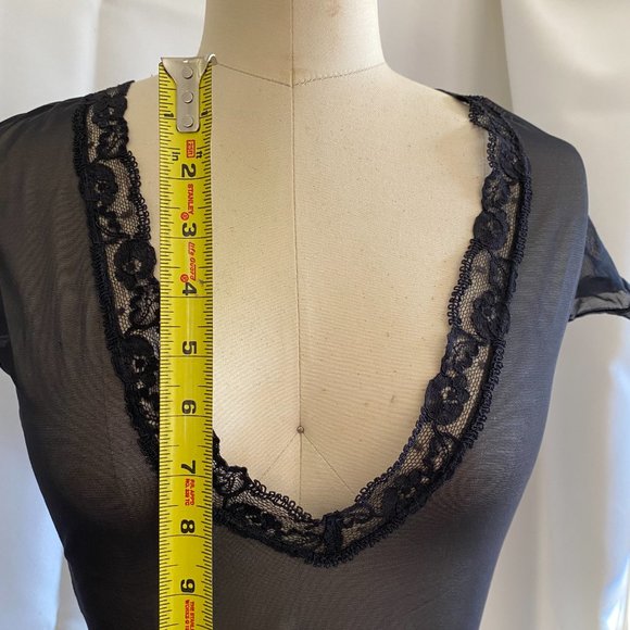 Victoria's Secret Lace Lined V-Neck Sheer Tee, Small - Picture 8 of 8